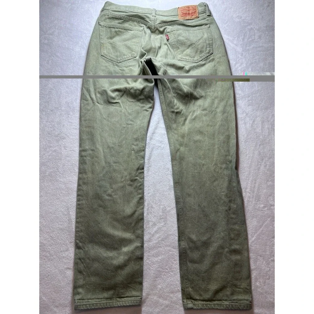 Levi’s Men’s 501 Jeans Button Fly Green W35 L36 Tagged Actual Inseam 32